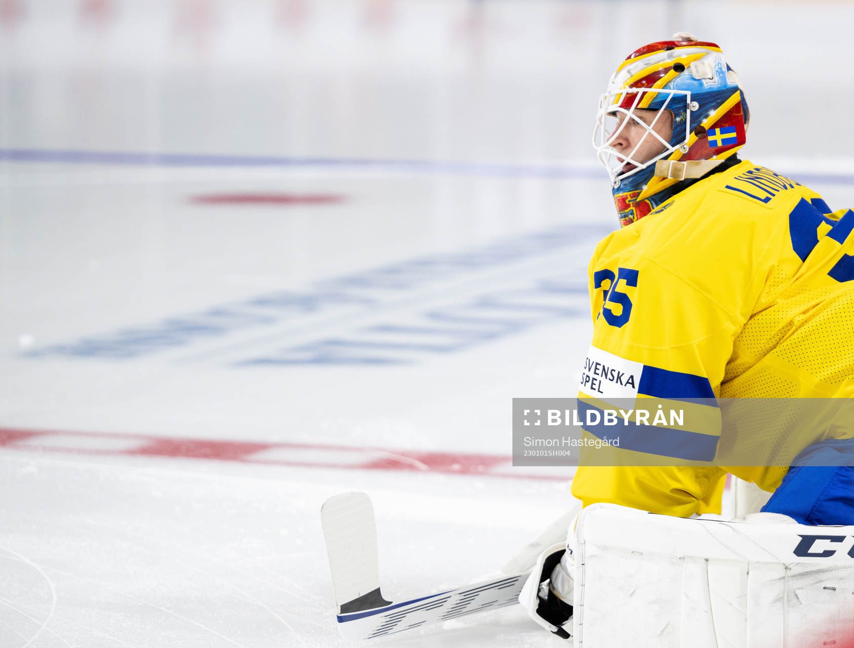 Goaltender Carl Lindbom of Sweden