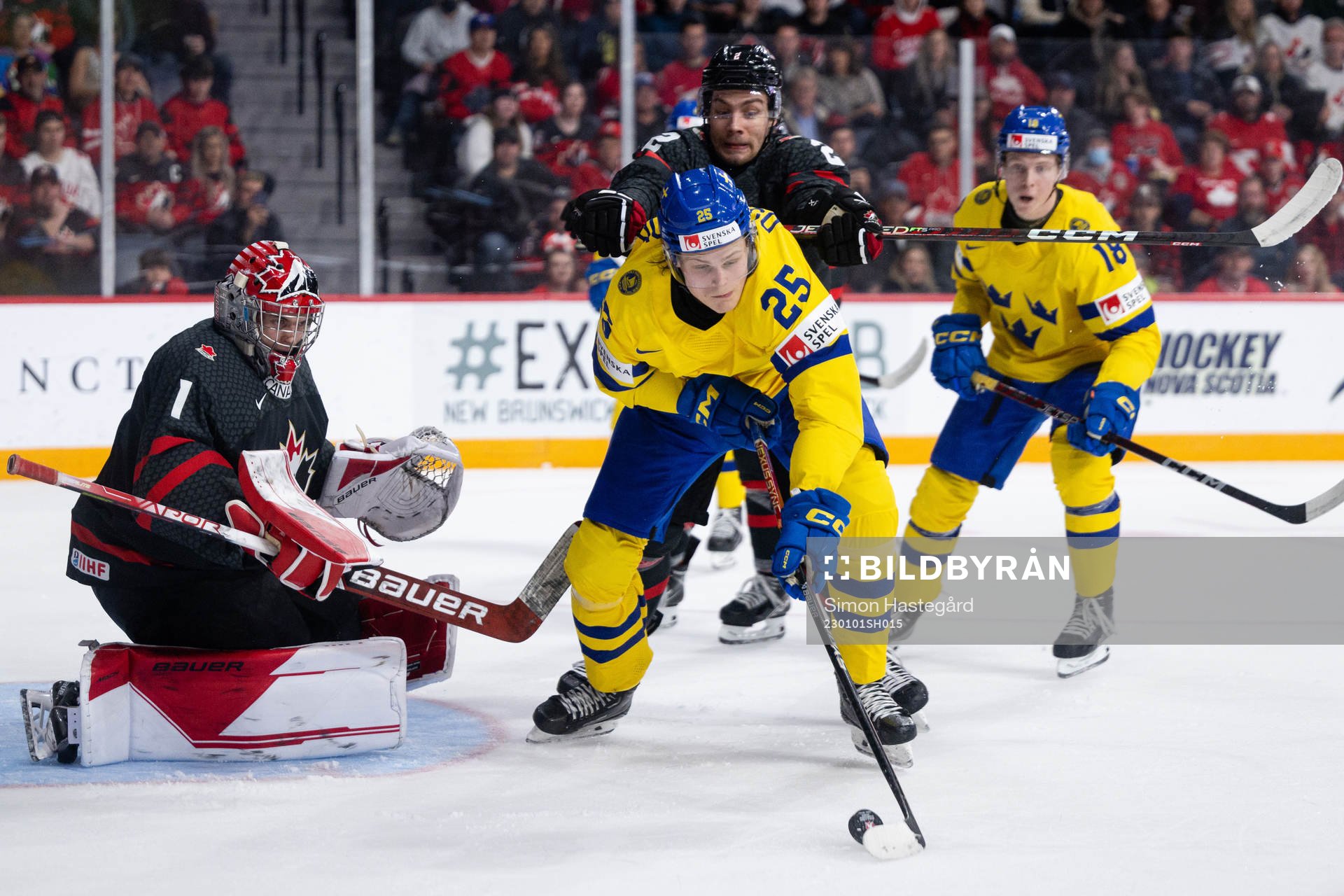 Milton Oscarson of Sweden against goalkeeper Thomas Milic