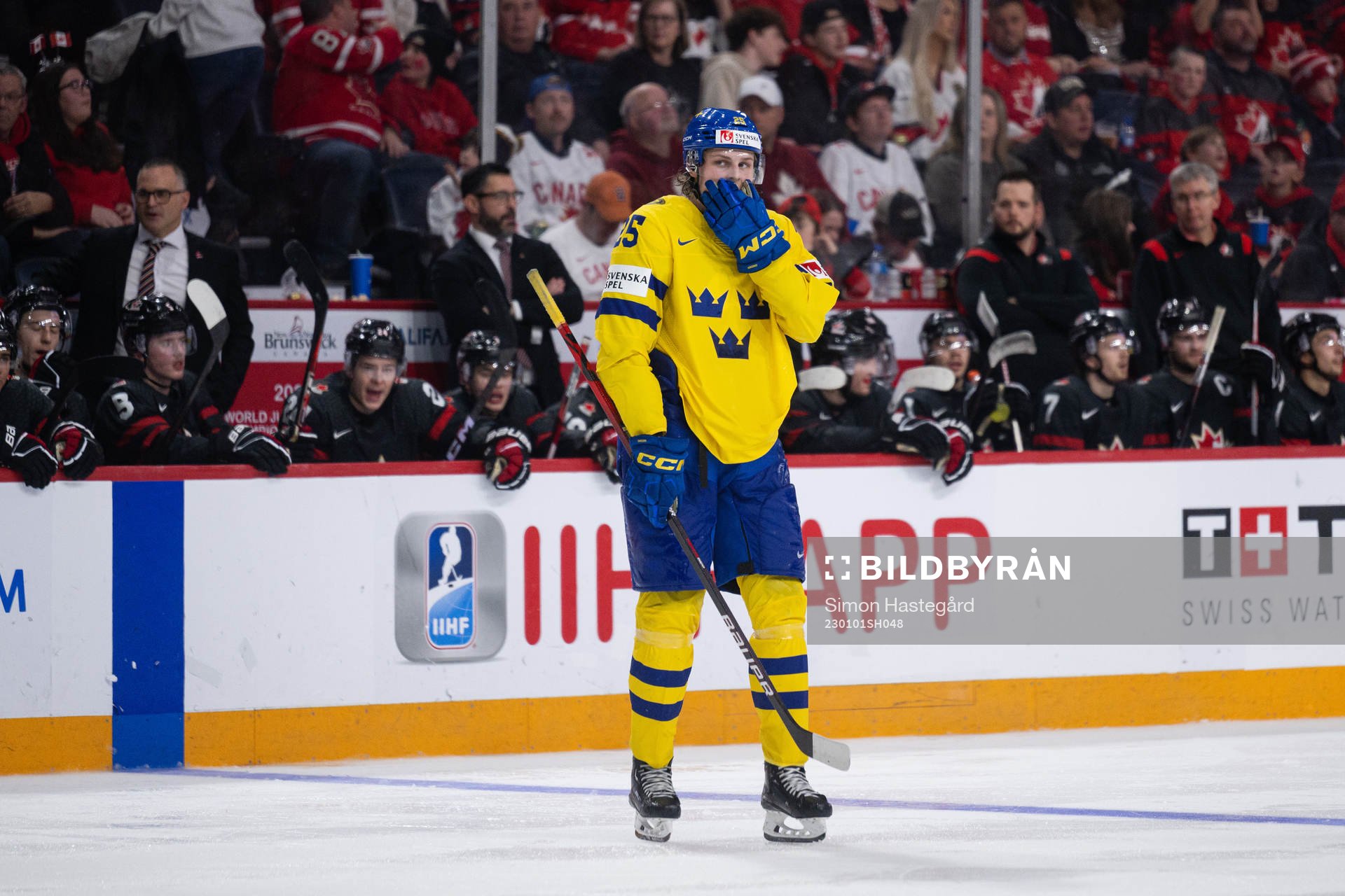 Milton Oscarson of Sweden looks dejected