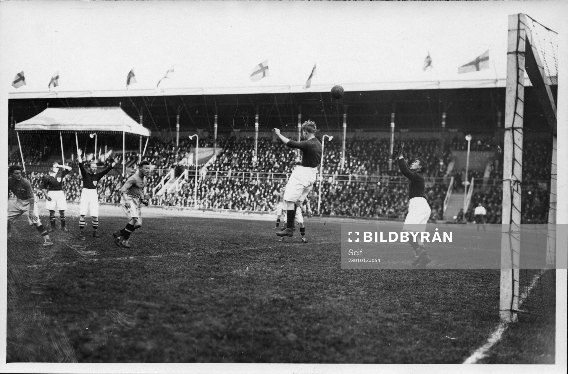 Fotboll, Sverige - Danmark. 1923, Stockholm olympiastadion.