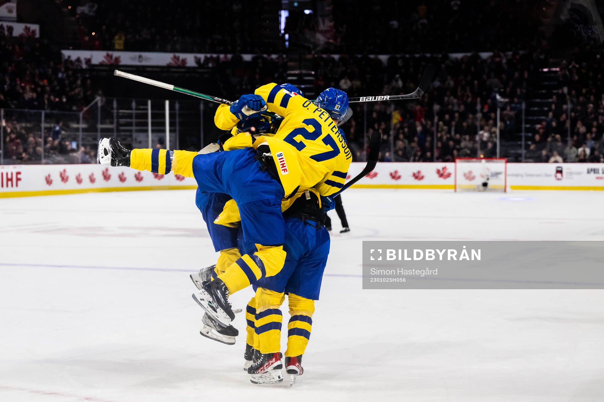 Players of Sweden celebrate the 2-3 goal by Victor