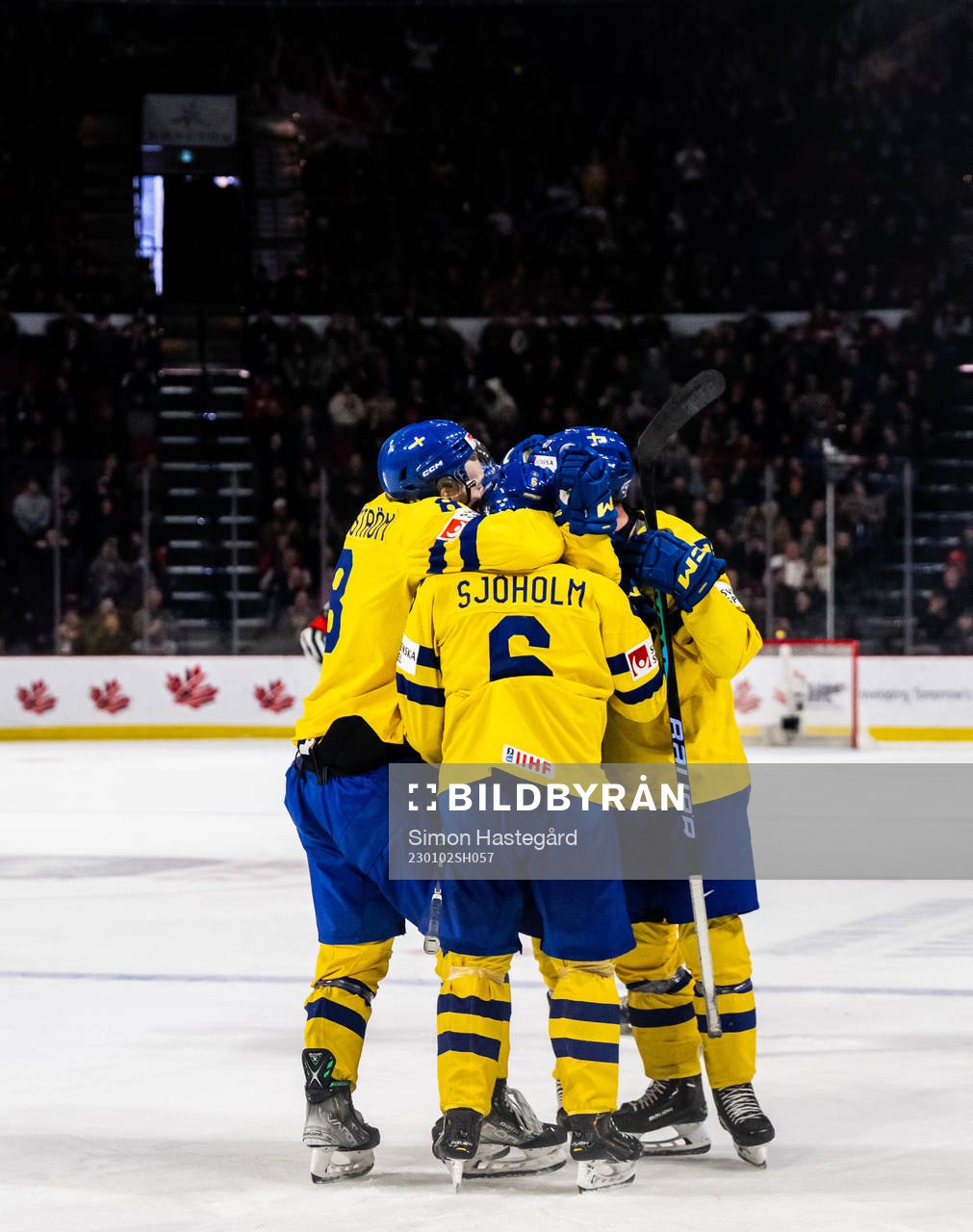 Players of Sweden celebrate the 2-3 goal by Victor