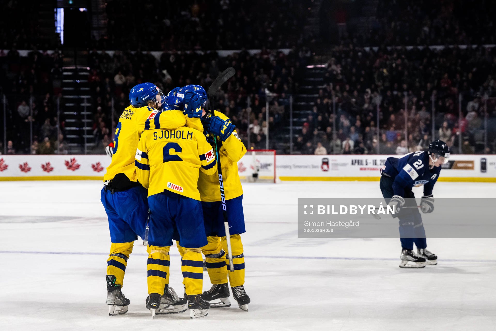 Players of Sweden celebrate the 2-3 goal by Victor