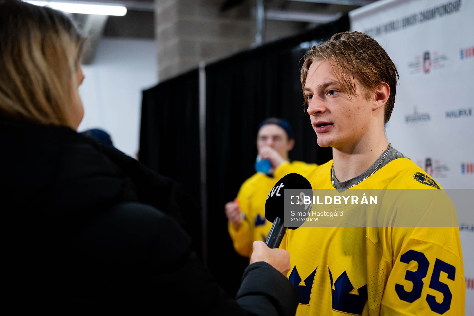 Goaltender Carl Lindbom of Sweden