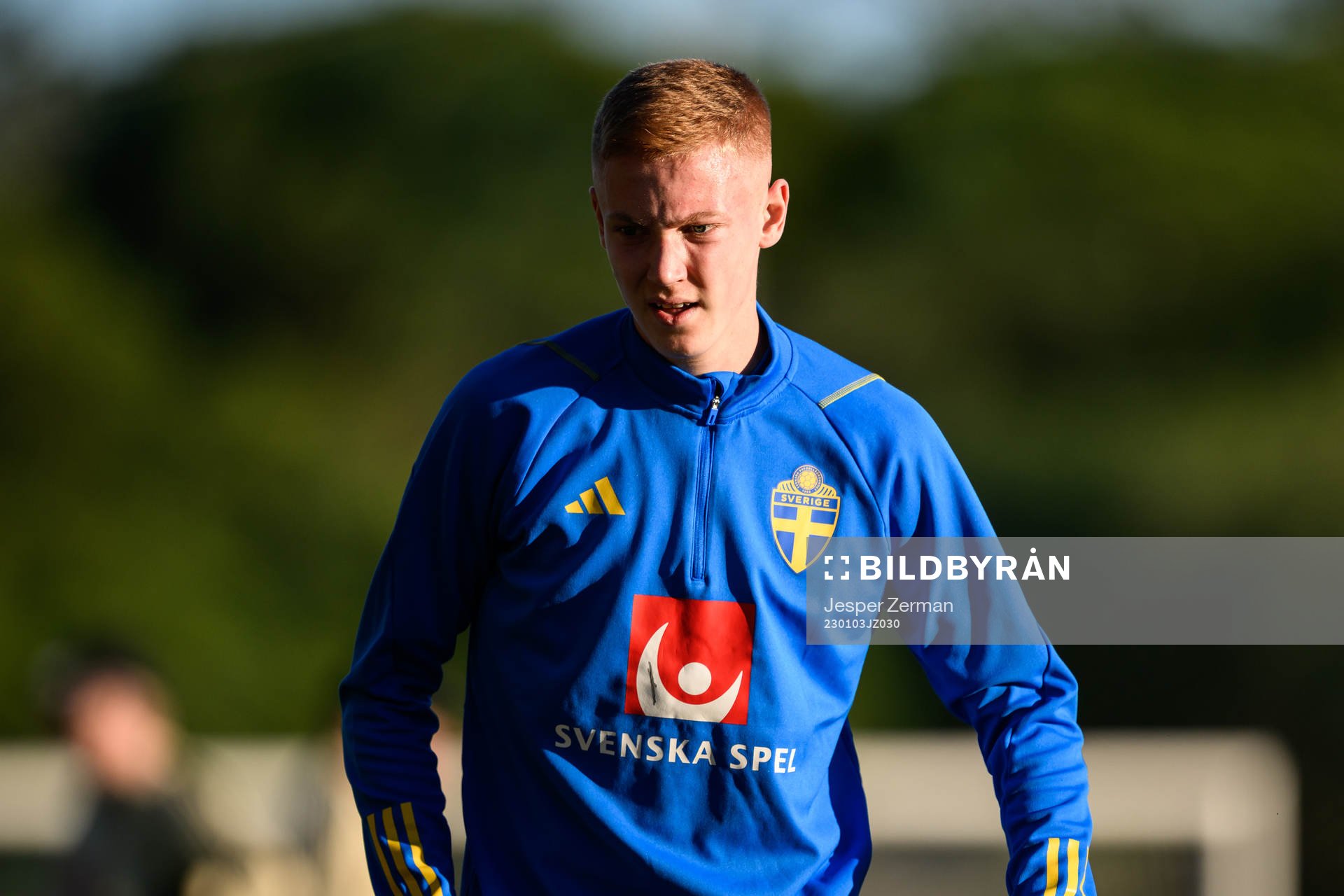 Hugo Larsson of the Swedish national football team at a