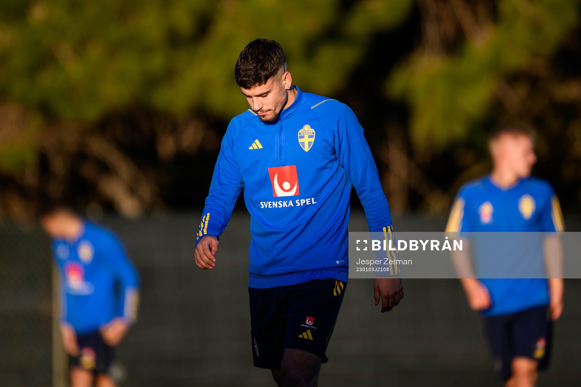 Edvin Kurtulus of the Swedish national football team at a training session on January 3, 2023 in Algarve. 