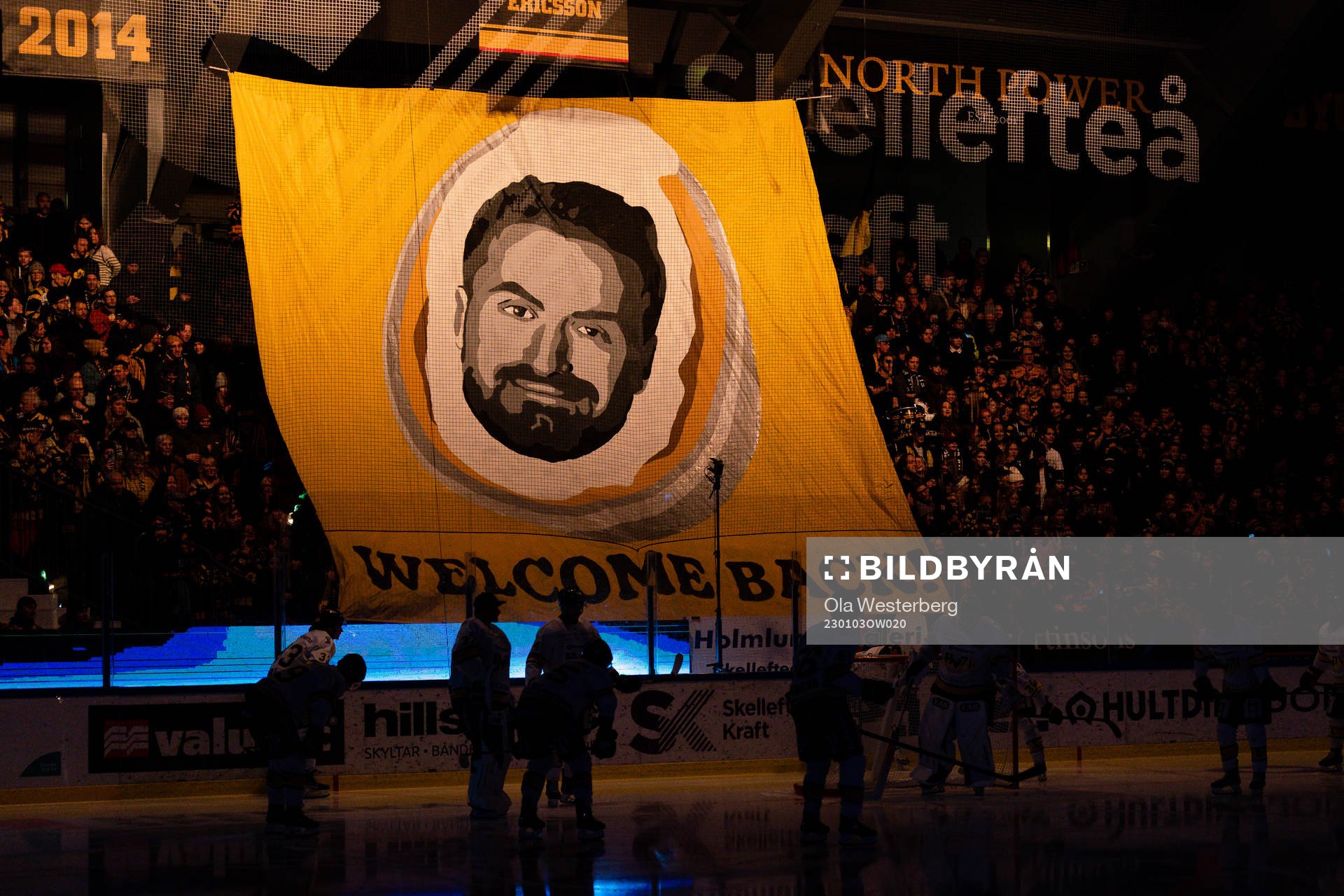 Tifo på Skellefteås Adam Mascherin