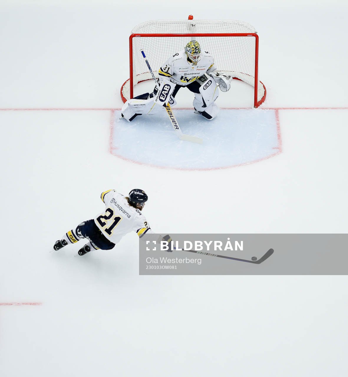 HV71s Mattias Tedenby och målvakten Joni Ortio