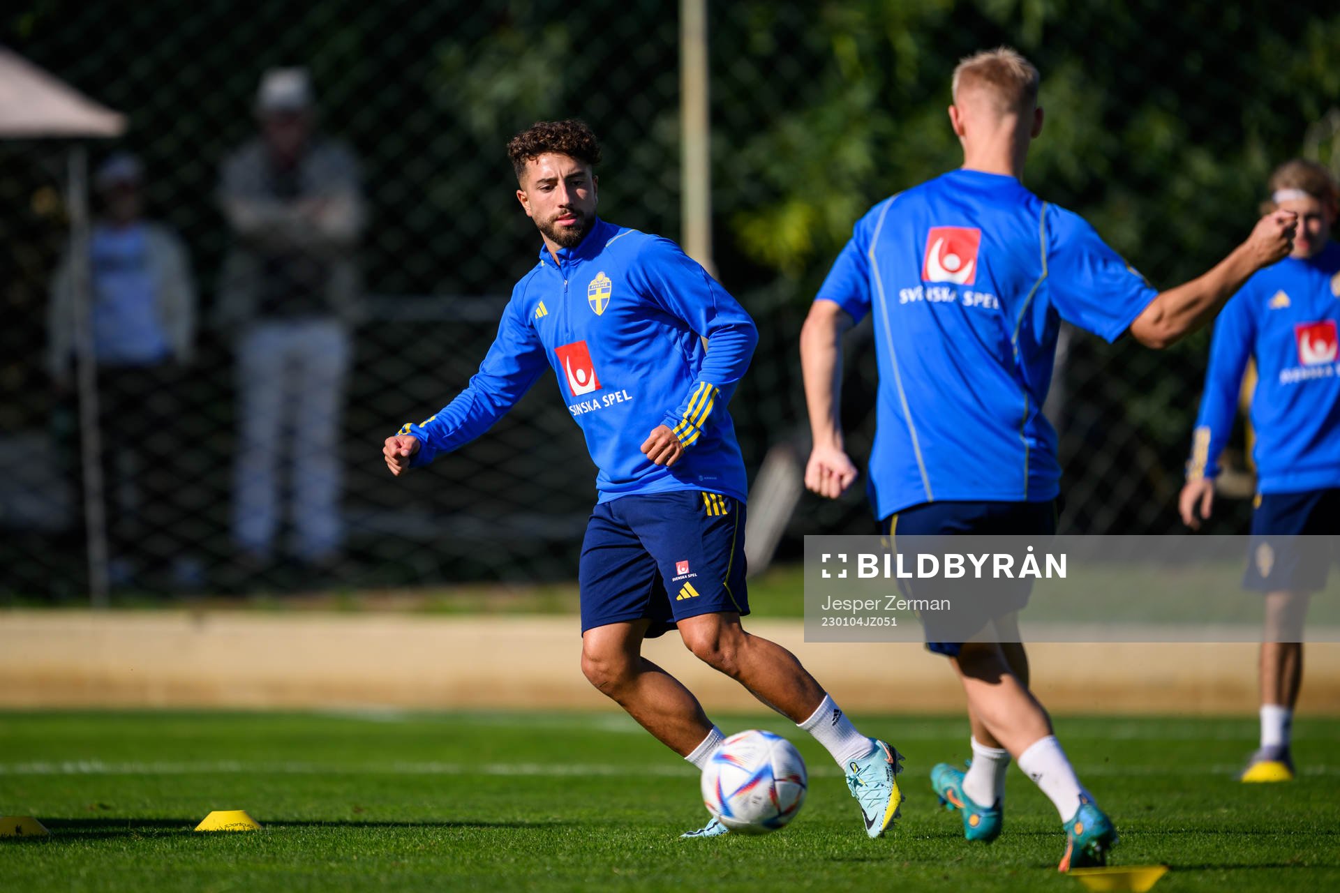 Moustafa Zeidan of the Swedish men's football national team at a training session during the national team on January 4, 2023 in Almacil.
