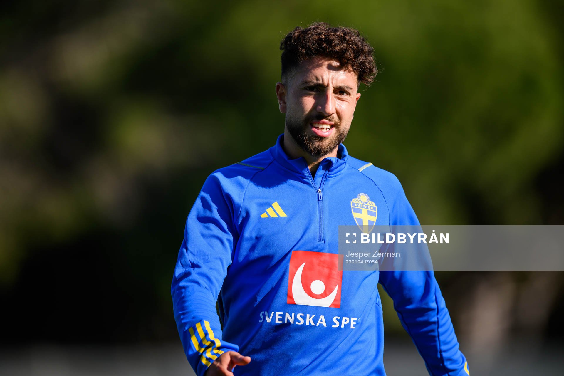 Moustafa Zeidan of the Swedish men's football national team at a training session during the national team on January 4, 2023 in Almacil.