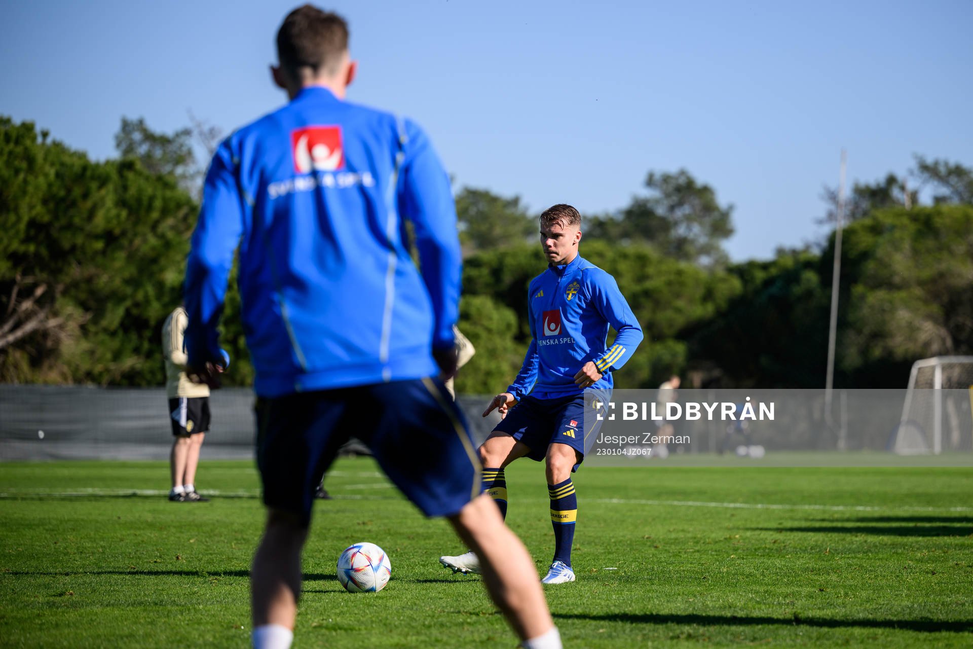 Elias Andersson of the Swedish men's football national team at a training session during the national team on January 4, 2023 in Almacil.
