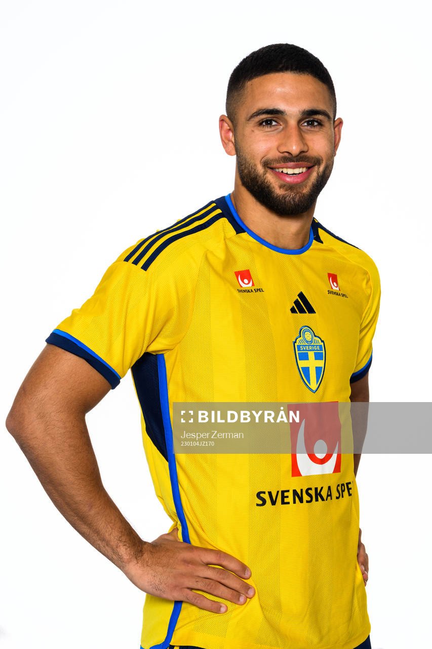 Omar Faraj of the Swedish men's football national team poses for a portrait on January 4, 2023 in Almacil. 