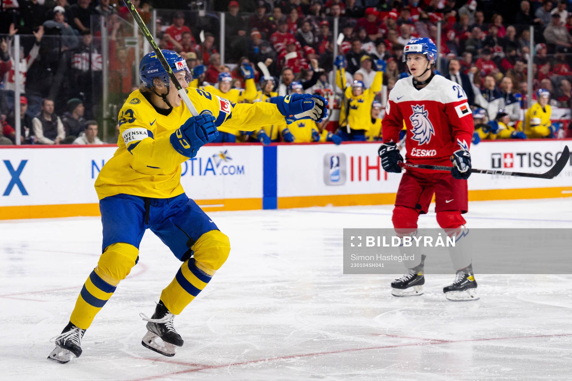 William Strömgren of Sweden celebrates the 0-1 goal by