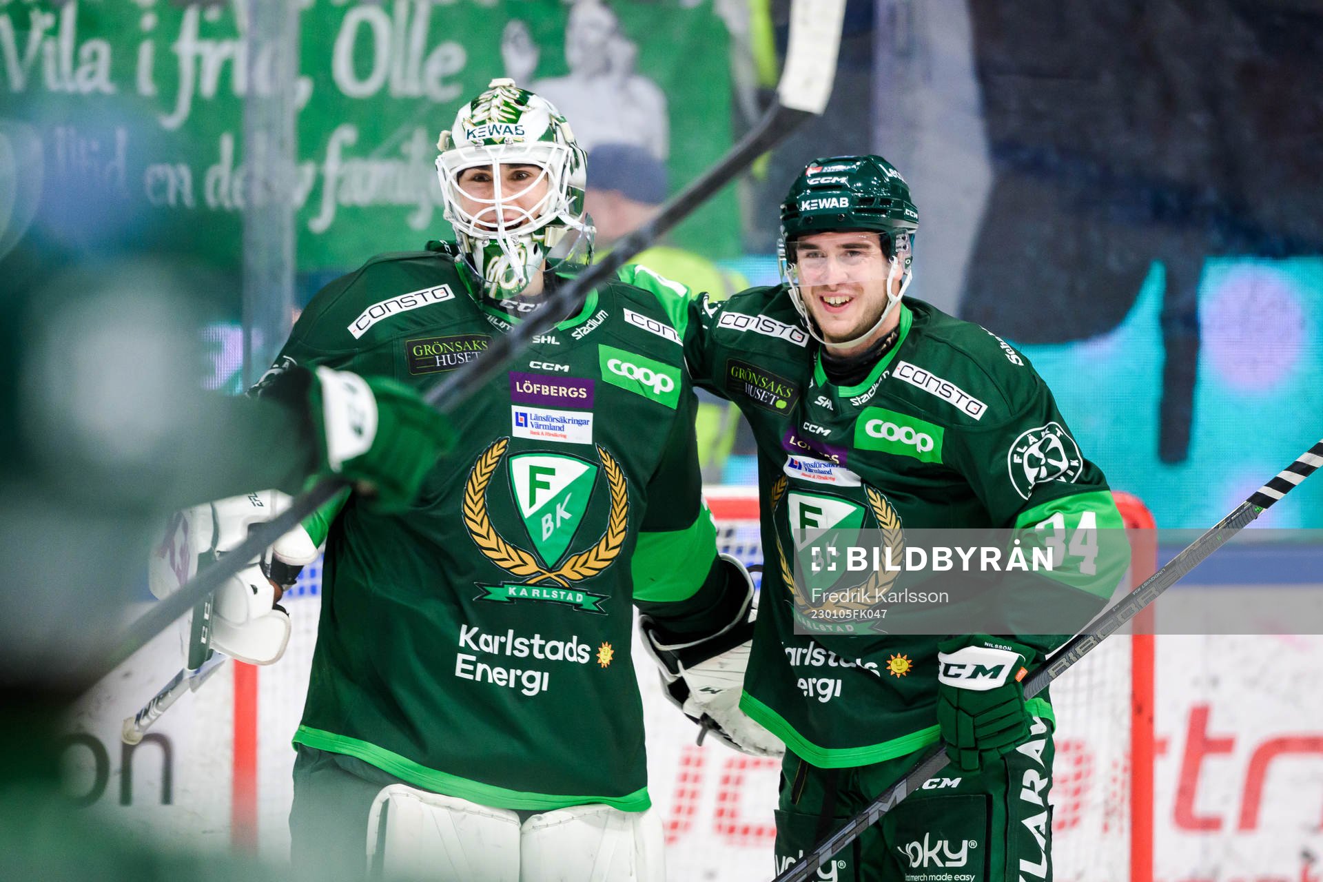 Färjestads målvakt Matthew Tomkins och Michael Lindqvist