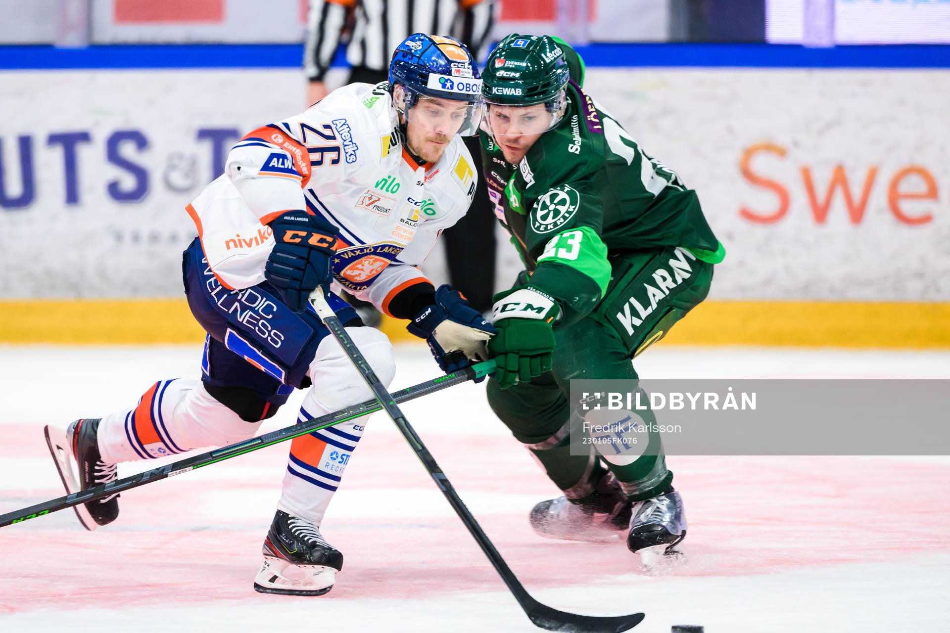 Växjös Joel Kellman och Färjestads Ville Pokka