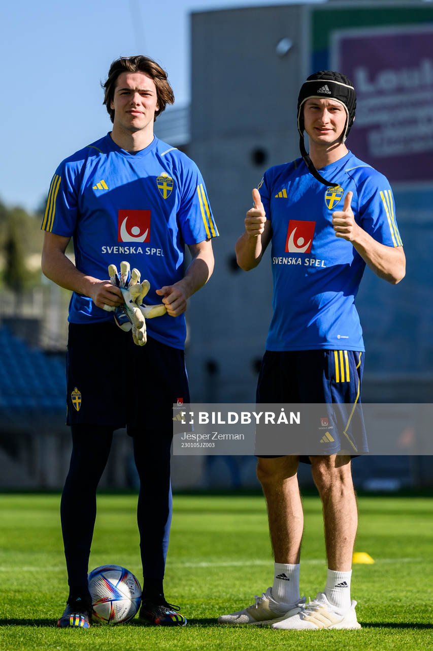 goalkeeper Jacob Widell Zetterström and Hjalmar Ekdal of
