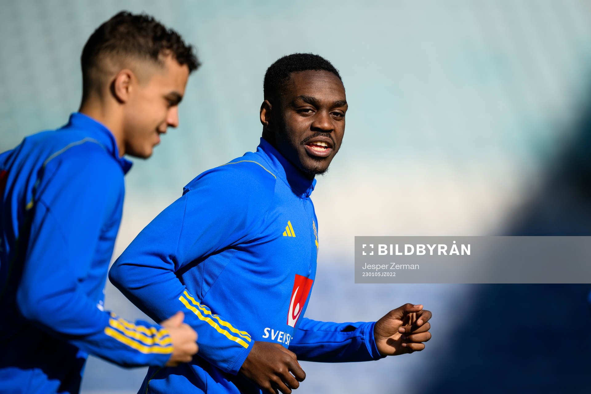 Yasin Ayari and Joel Asoro of the Swedish men's football