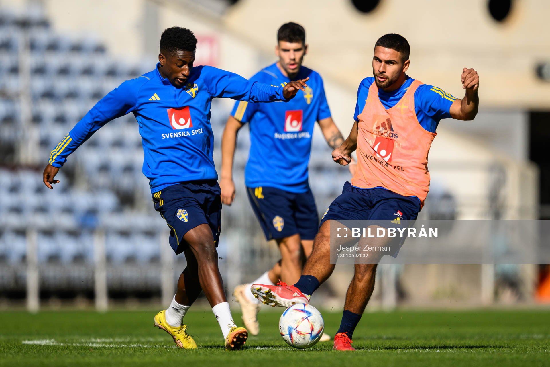 Josafat Mendes and Omar Faraj of the Swedish men's football