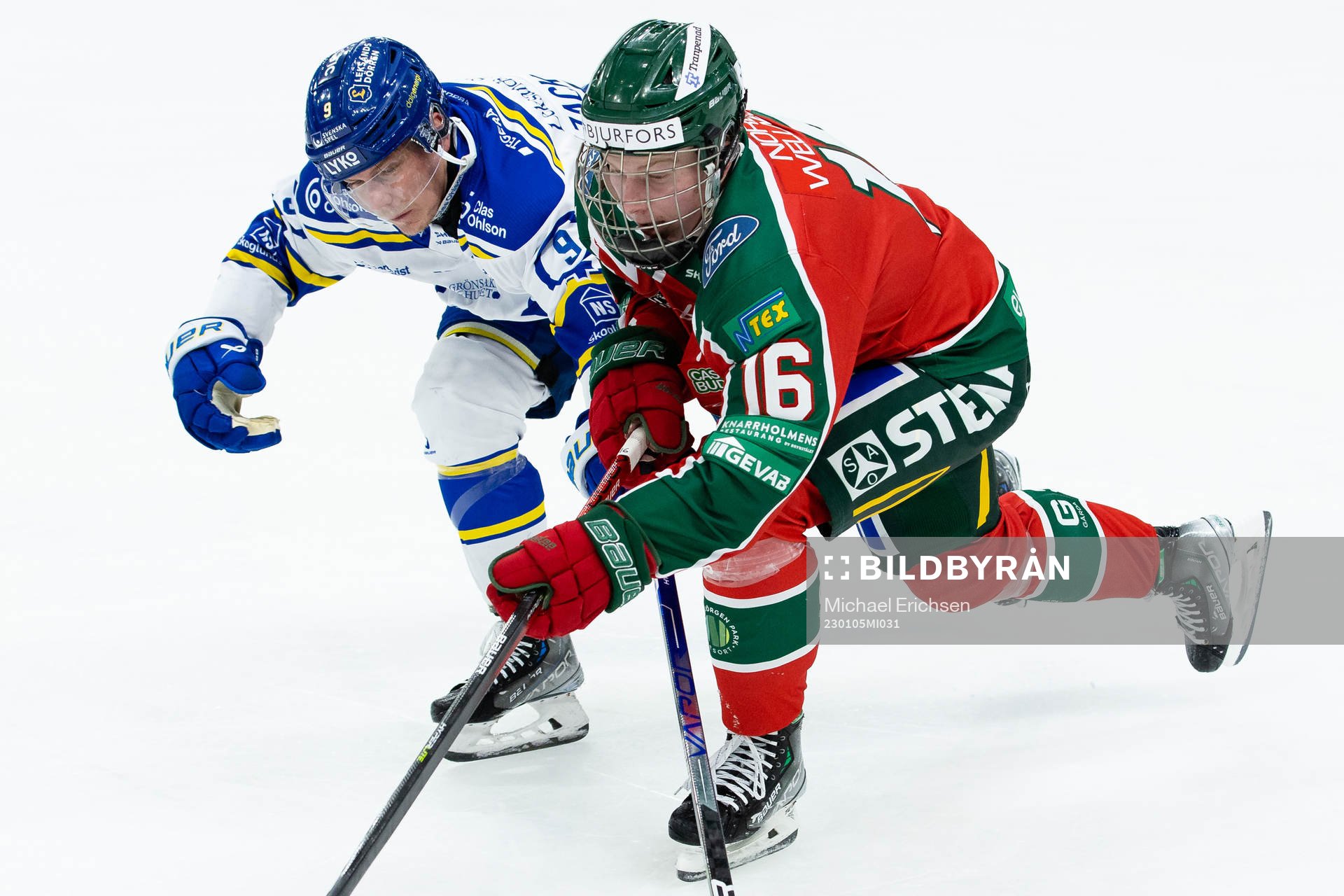 Leksands Patrik Zackrisson och Frölundas Otto Stenberg