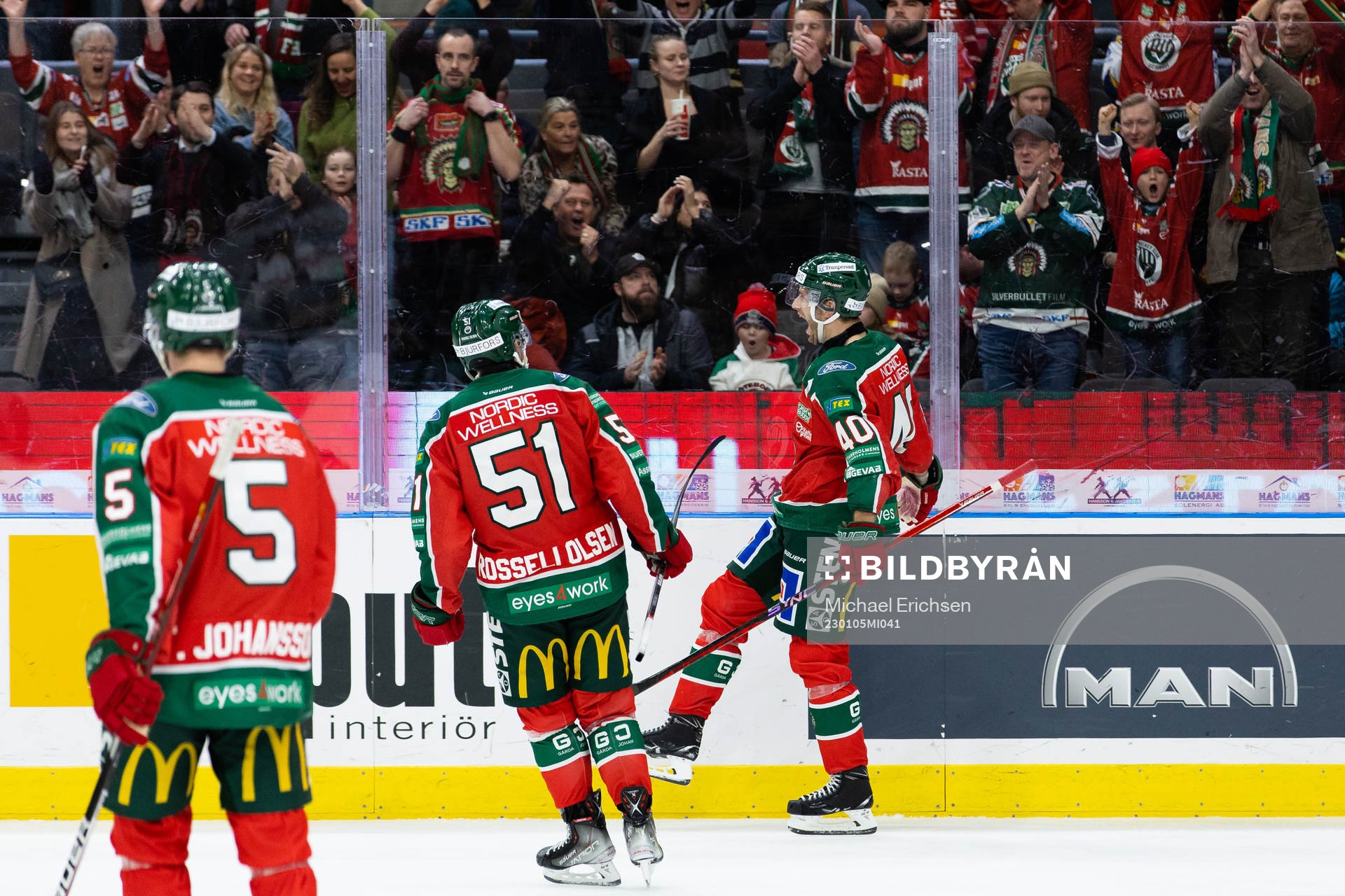 Frölundas Petteri Lindbohm jublar