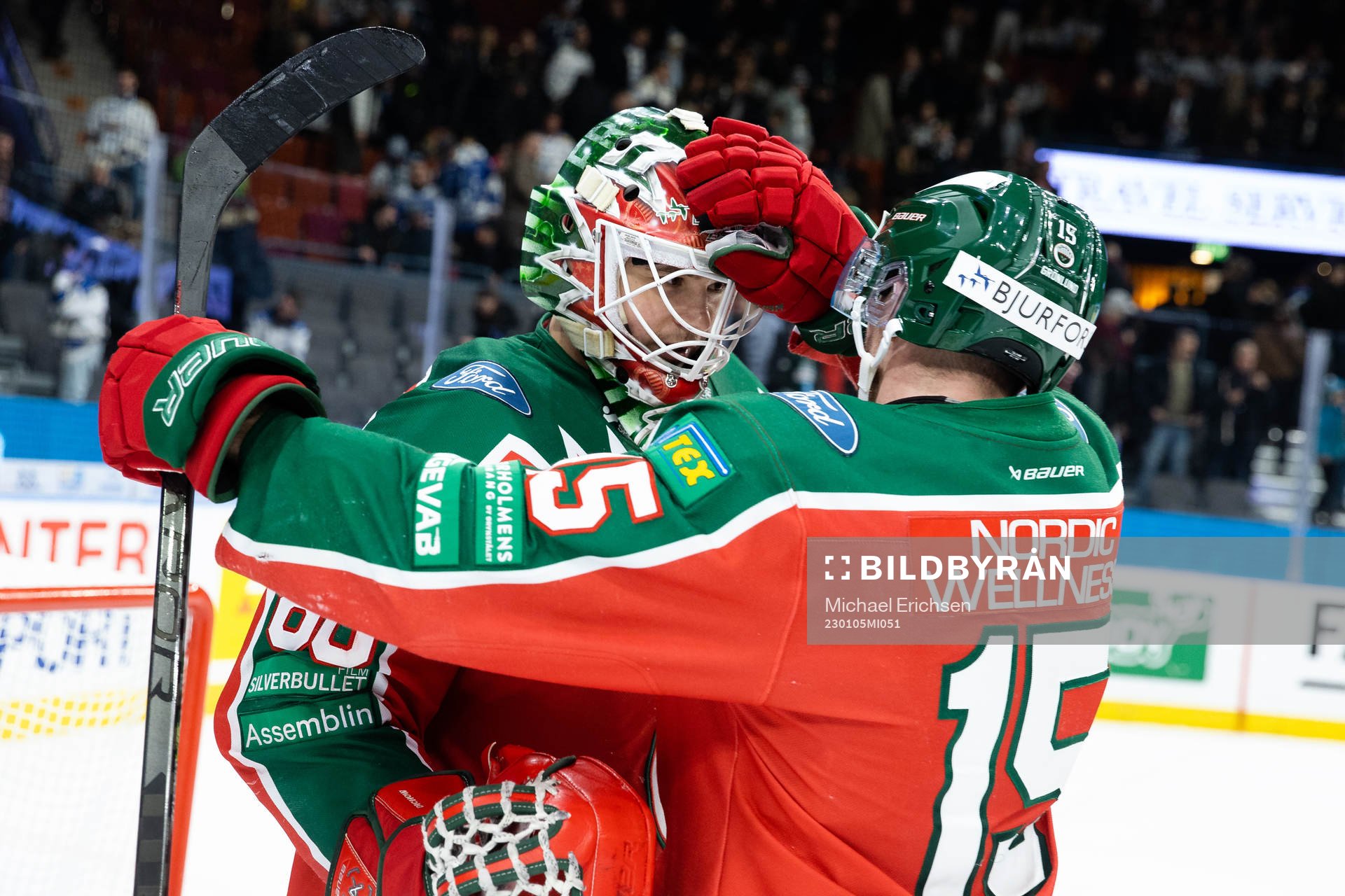 Frölundas målvakt Frederik Dichow och Anders Grönlund
