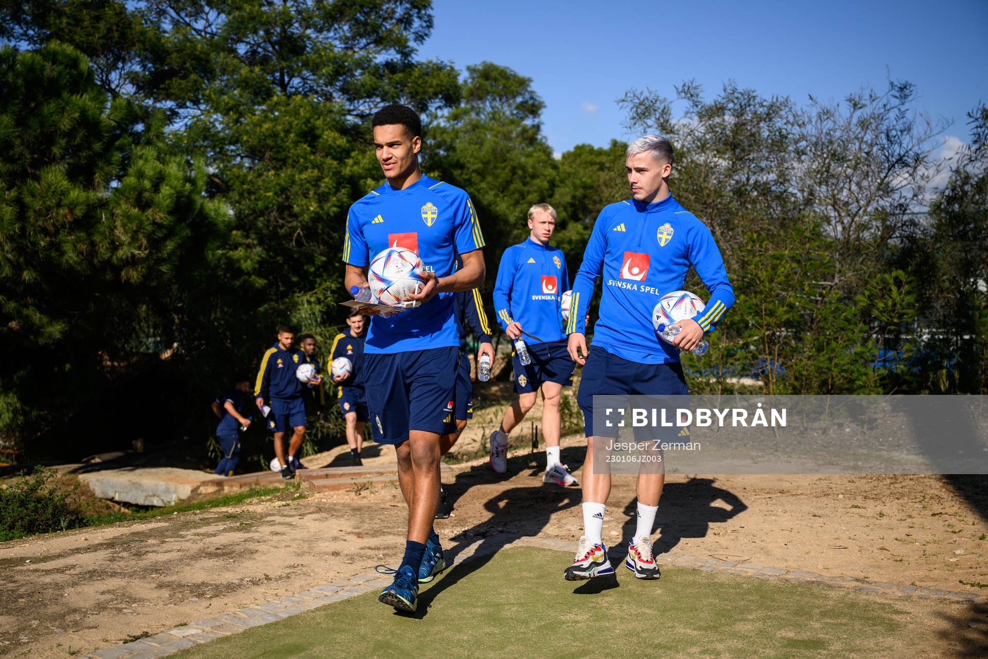 goalkeeper Oliver Dovin and Jacob Ondrejka of the Swedish