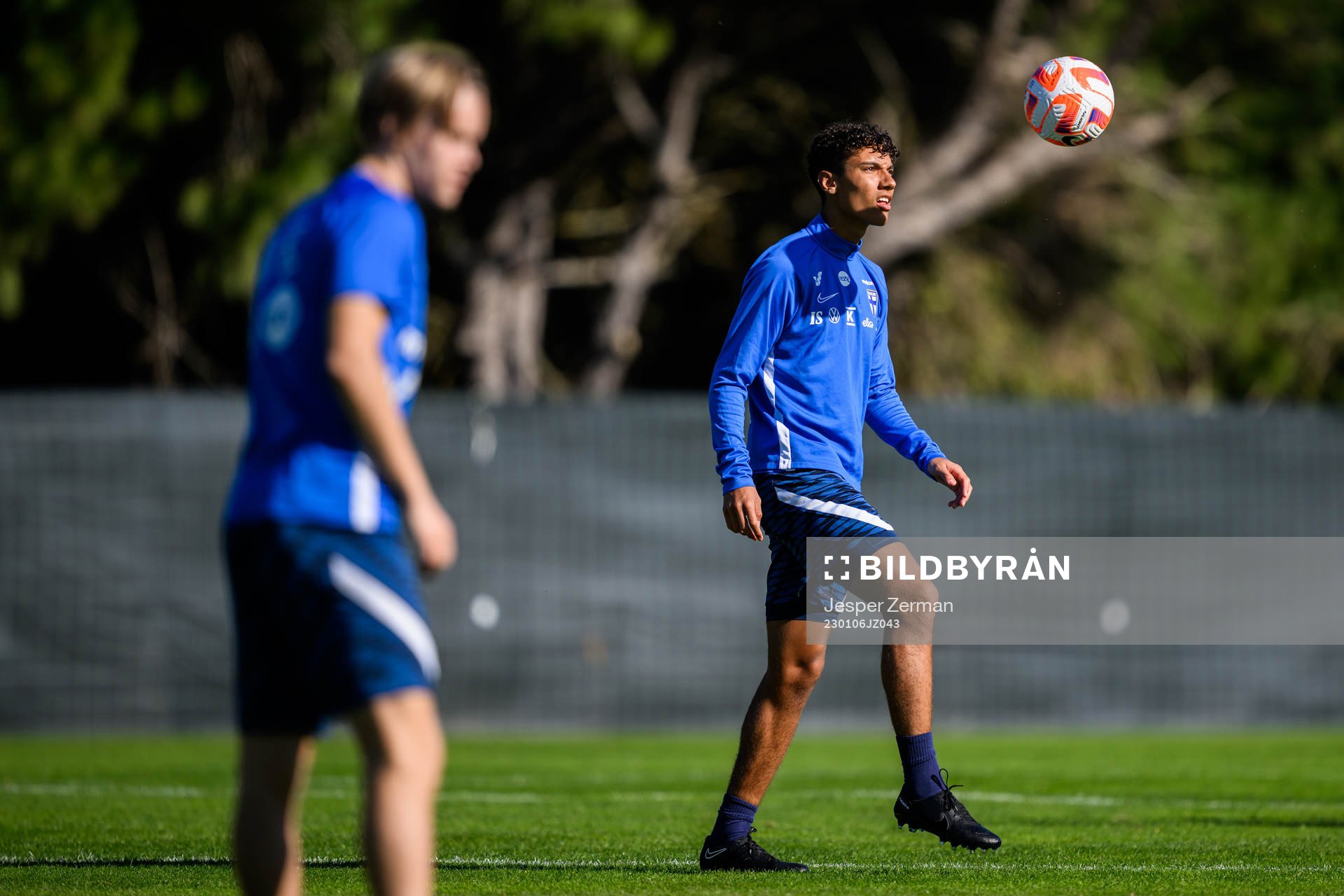 Robin Tihi of the Finnish men's national team at a training session on January 6, 2023 in Almancil. 