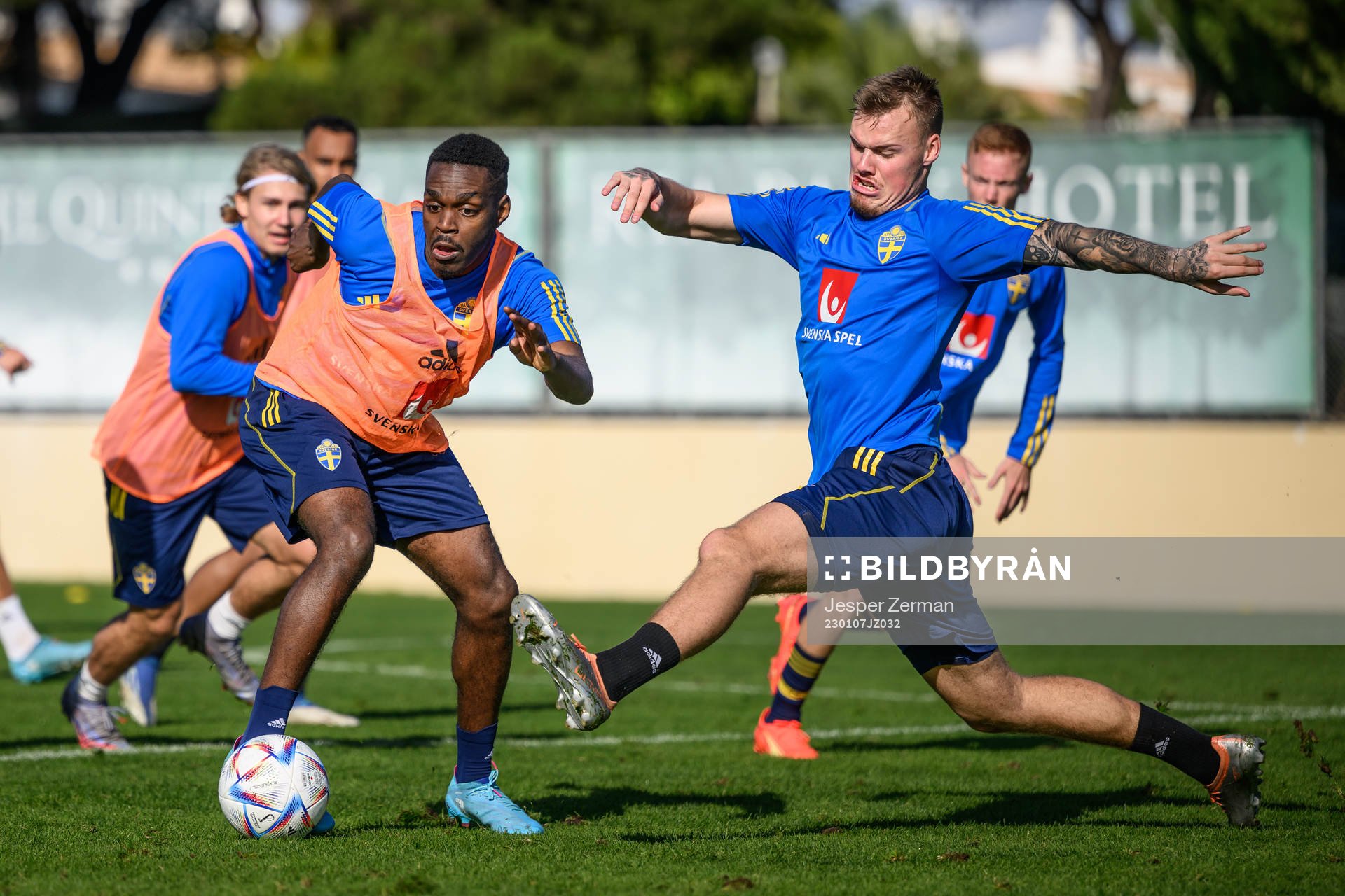 Joel Asoro and Victor Eriksson of the Swedish men's