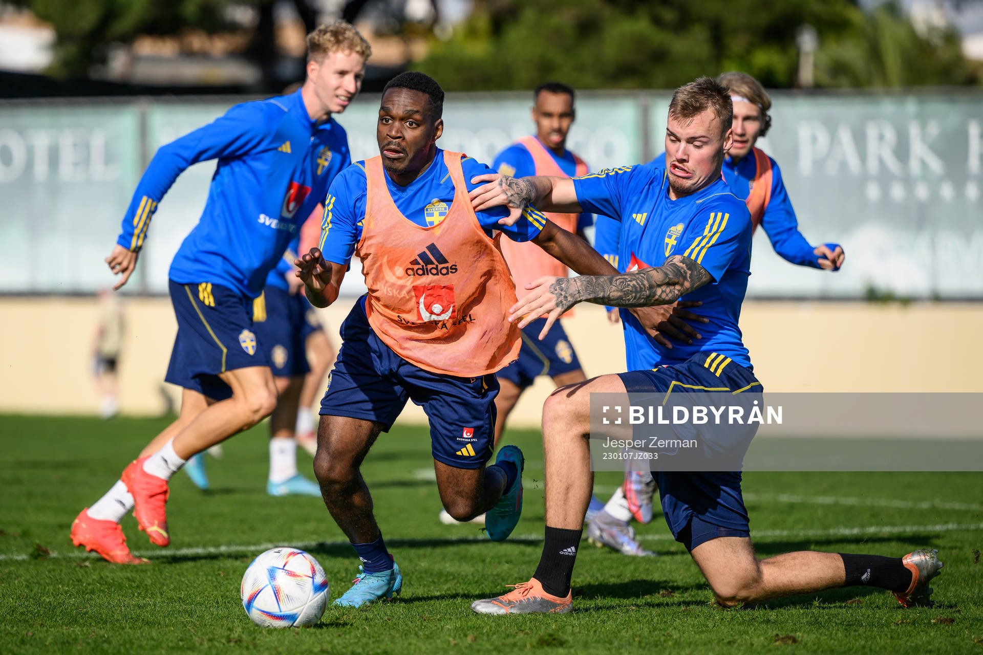 Joel Asoro and Victor Eriksson of the Swedish men's
