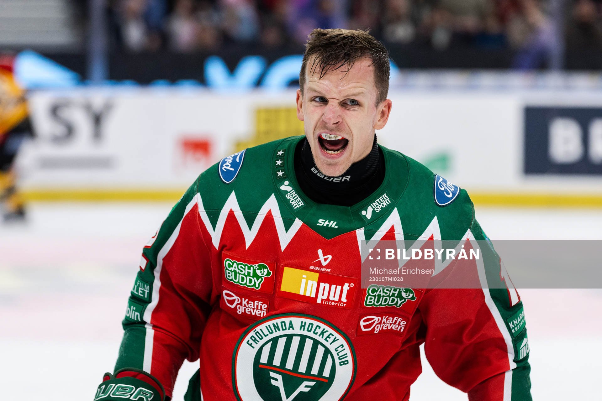 Frölundas Max Friberg reagerar
