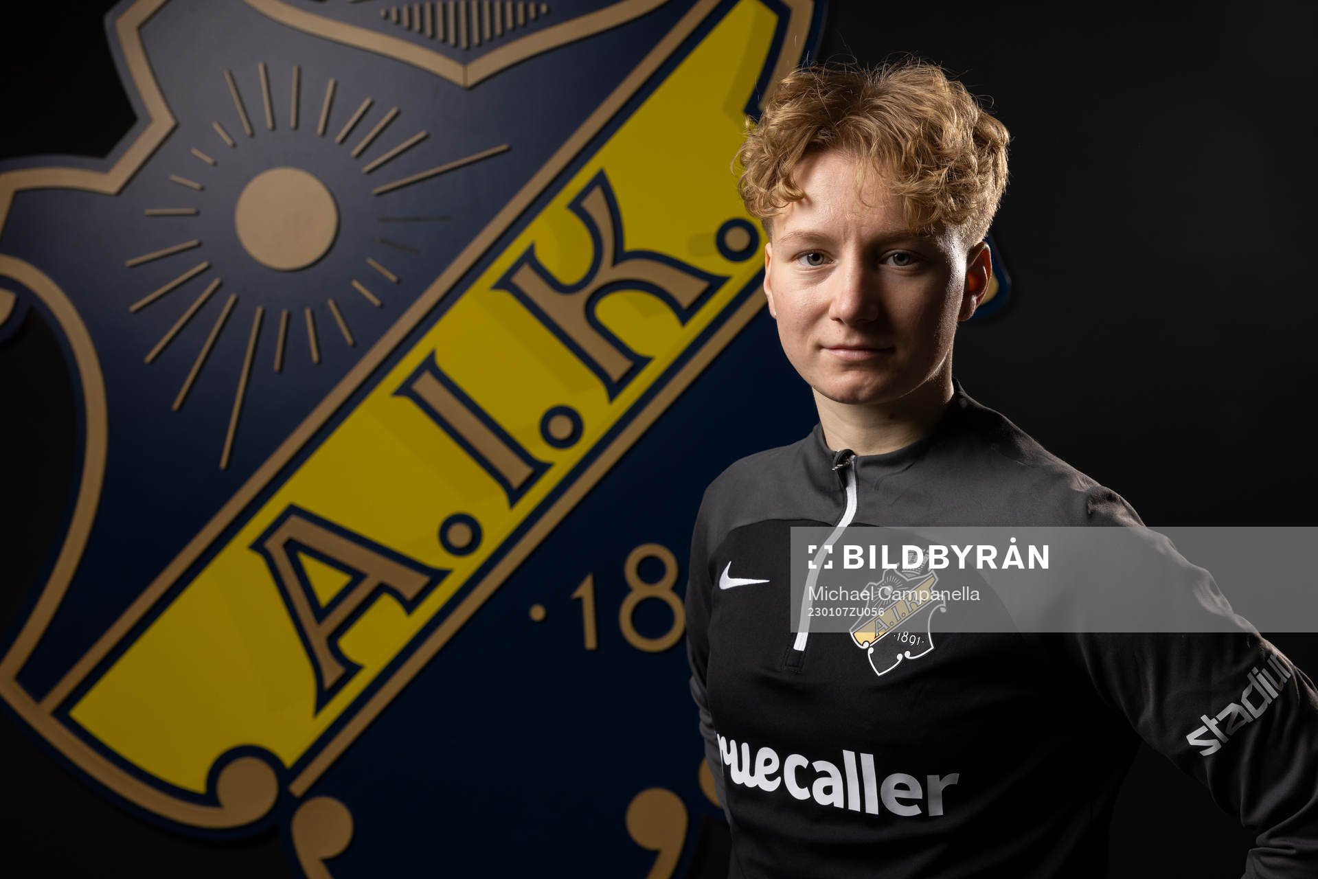 Monica Hagström poserar för porträtt i samband med att hon presenteras som nyförvärv av AIK den 7 januari 2023 i Stockholm