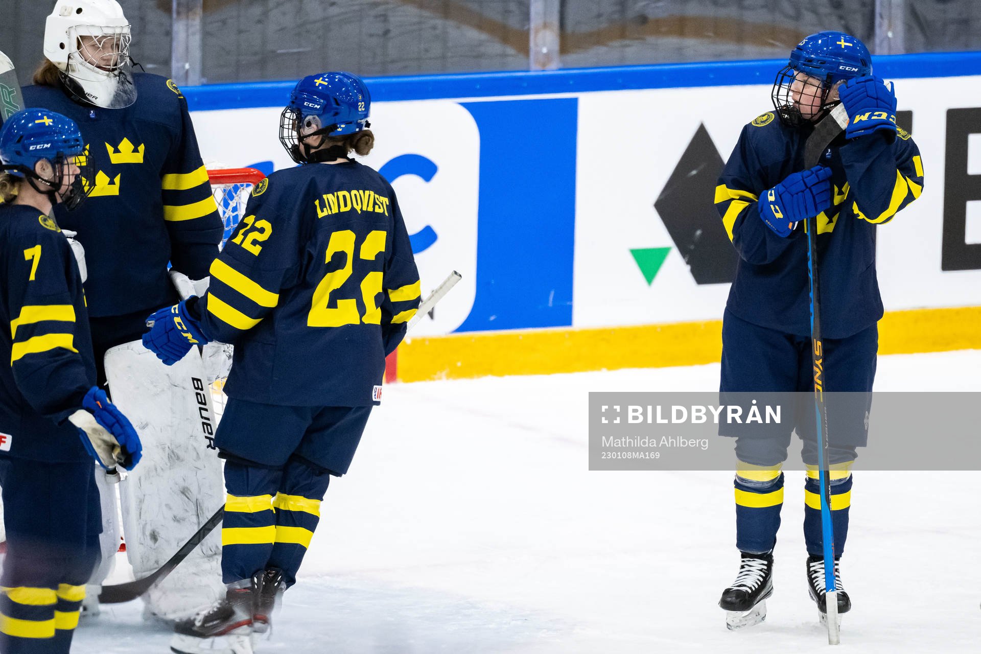 Astrid Lindeberg of Sweden looks dejected