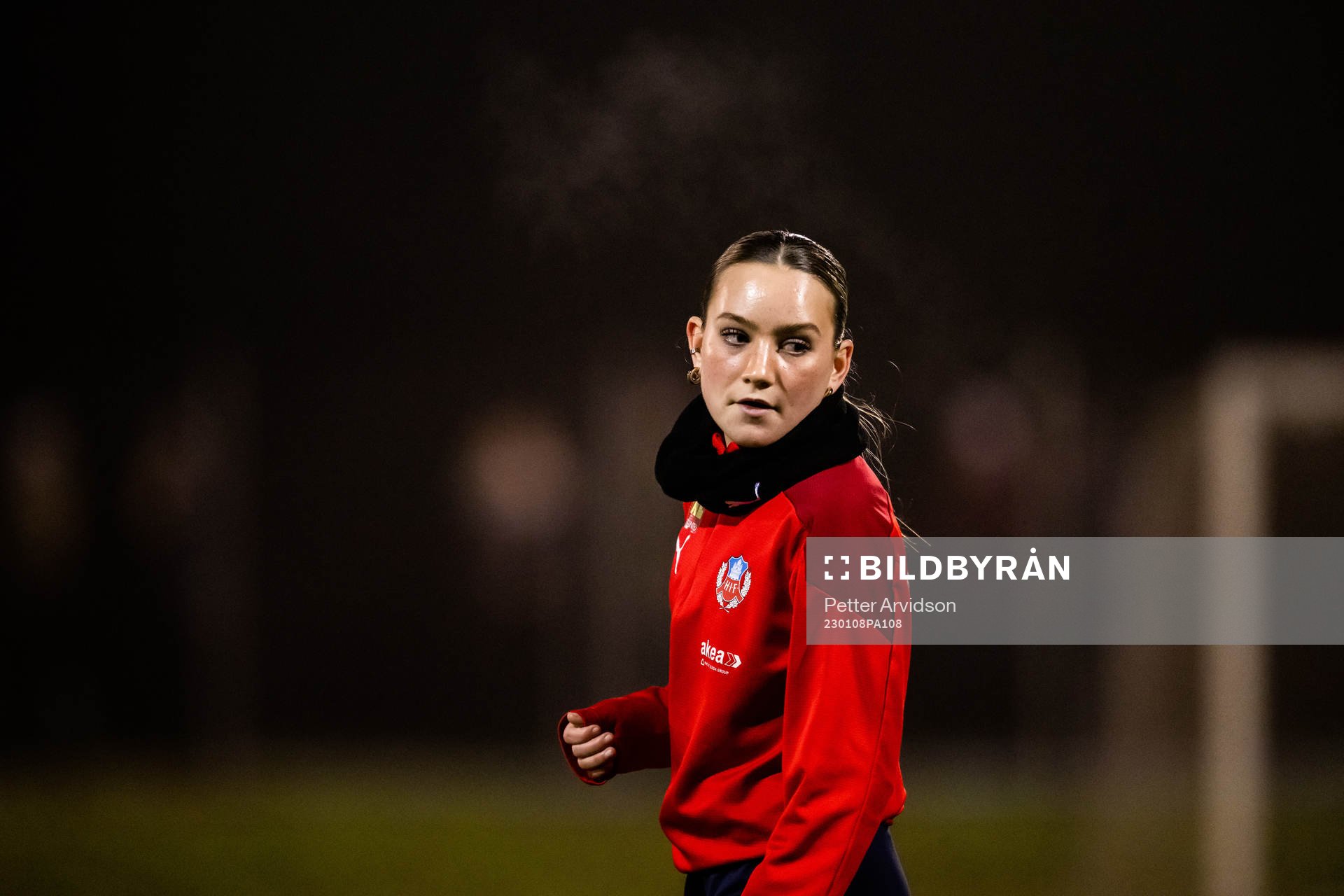 Tilde Wahrenberg under en gemensam fotbollsträning med Helsingborgs herr och damlag den 8 januari 2023 i Helsingborg. 