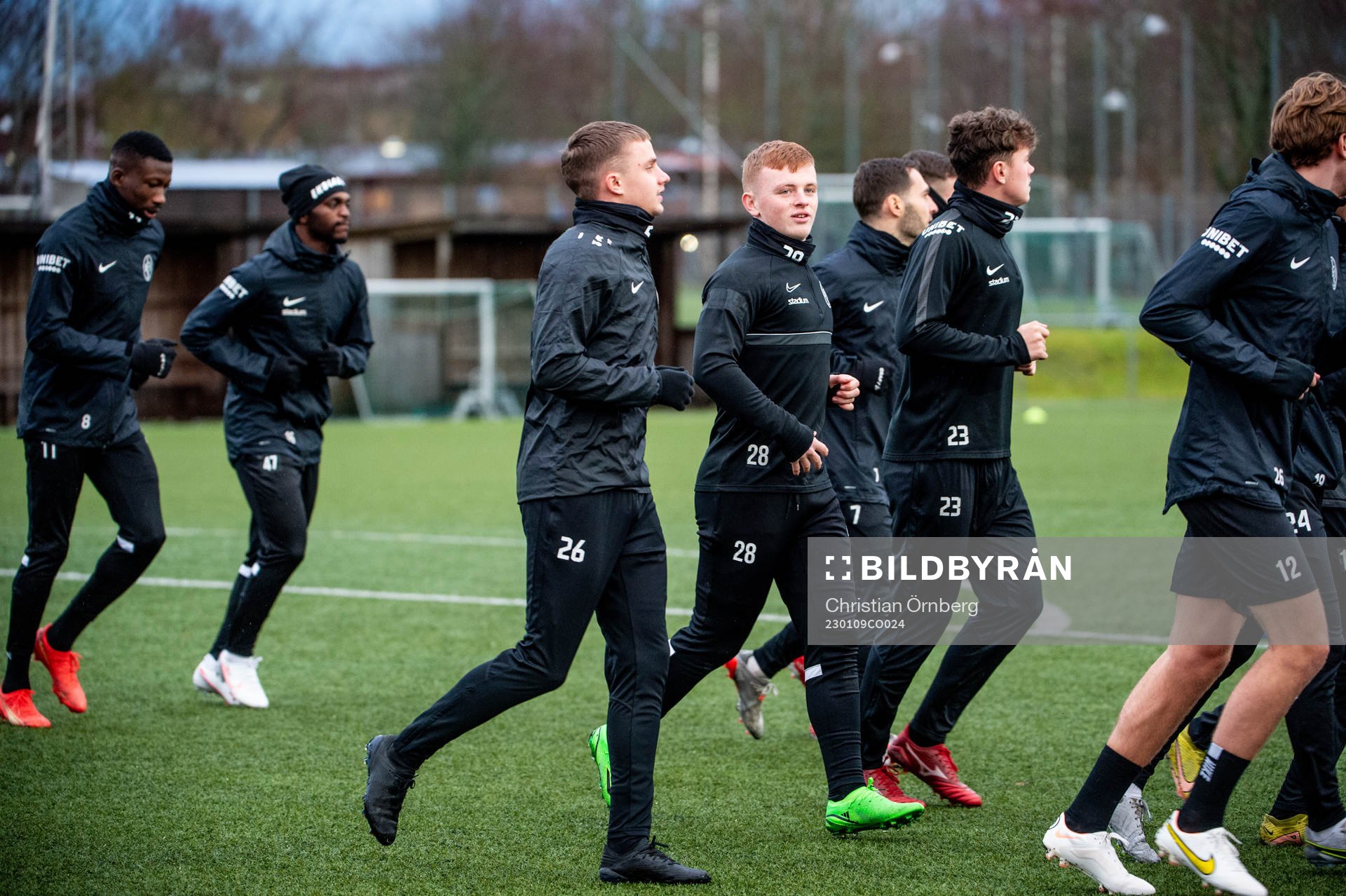 Spelarna under Landskronas premiärträning den 9 januari 2023 i Landskrona. 
