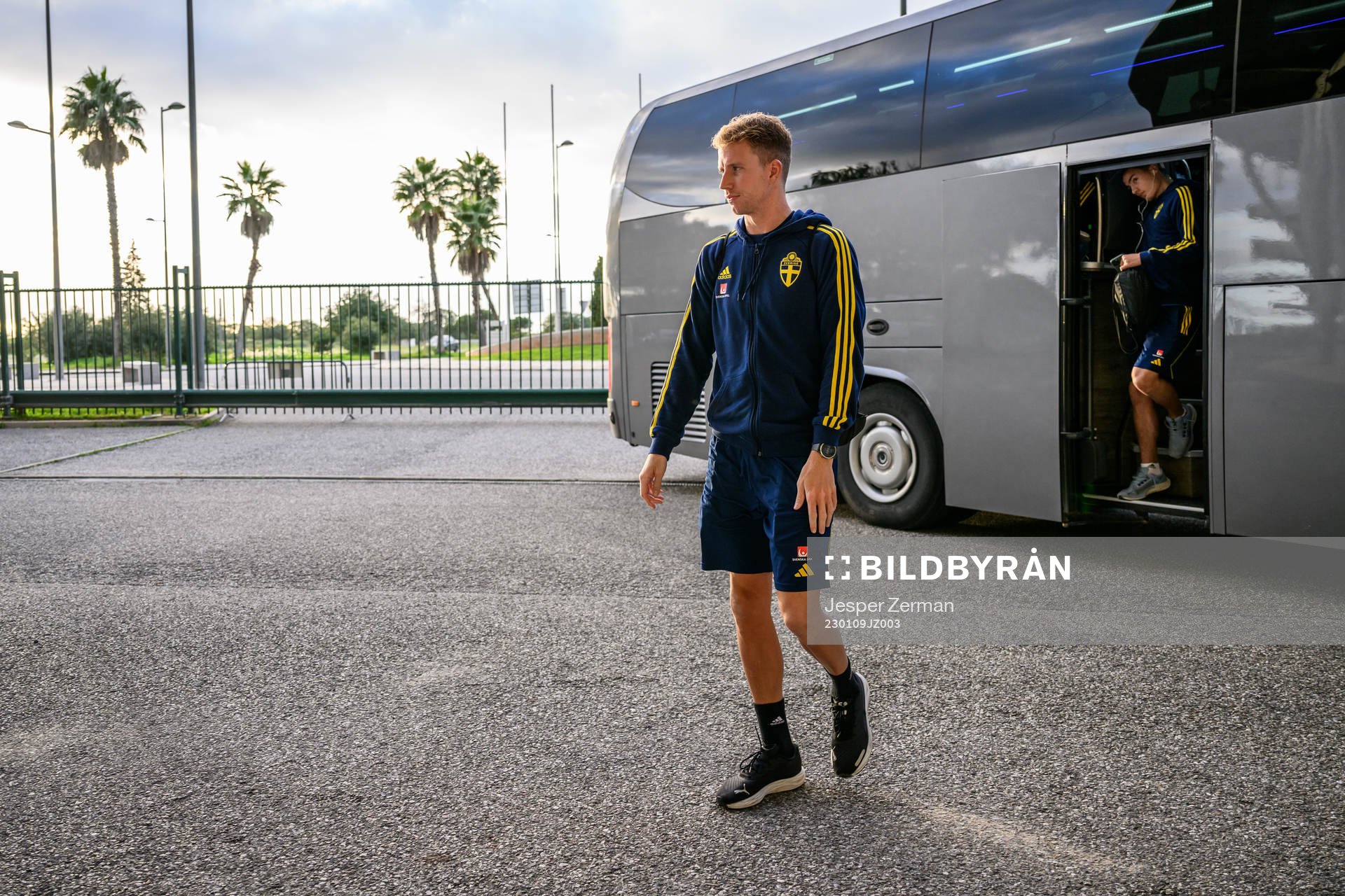 Samuel Gustafson of Sweden arrive to the stadium