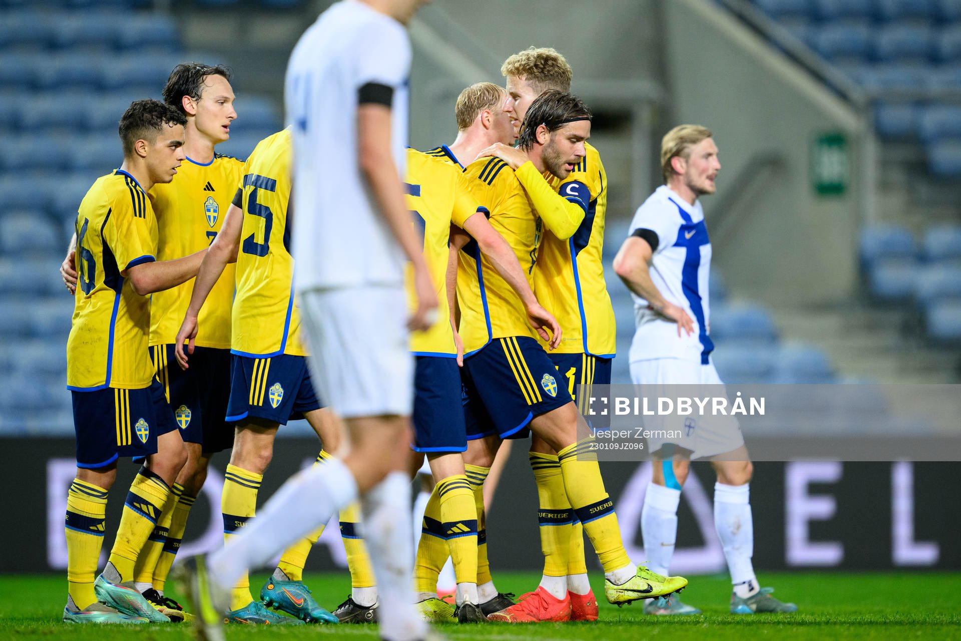 Christoffer Nyman of Sweden celebrates after 1-0 during the international friendly football match between Sweden and Finland on January 9, 2023 in Faro. 
