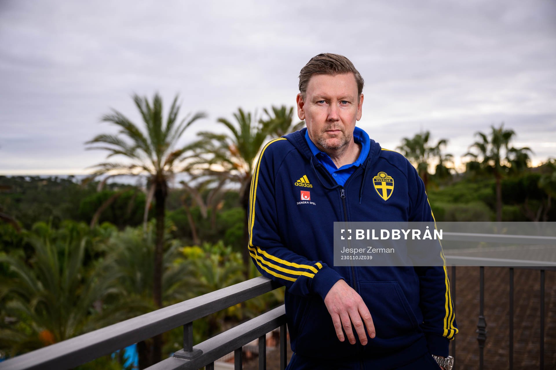 assistant coach Peter Wettergen of the Swedish men's football national team poses for a portrat at a press event on January 10, 2023 in Almancil.