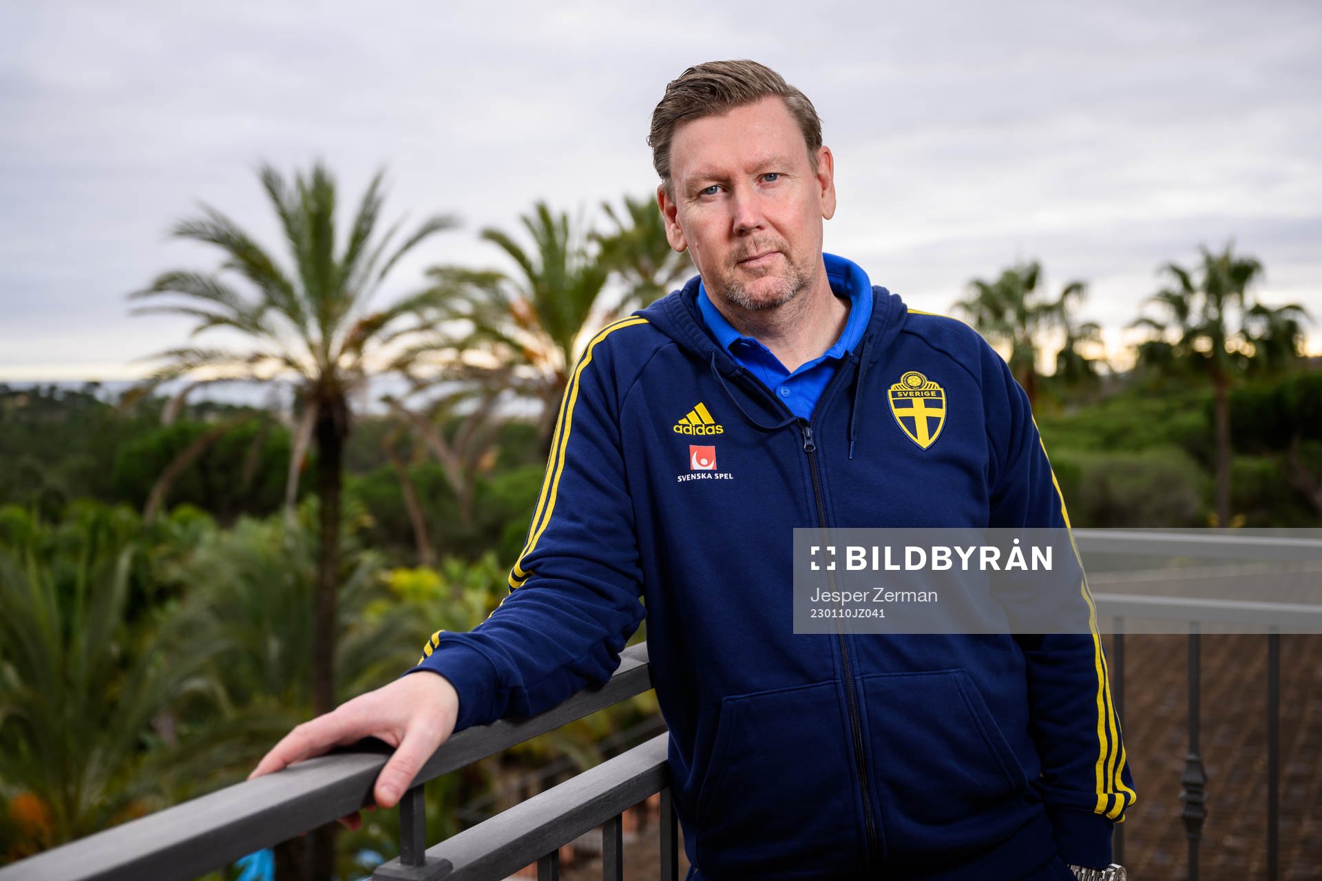 assistant coach Peter Wettergen of the Swedish men's football national team poses for a portrat at a press event on January 10, 2023 in Almancil.