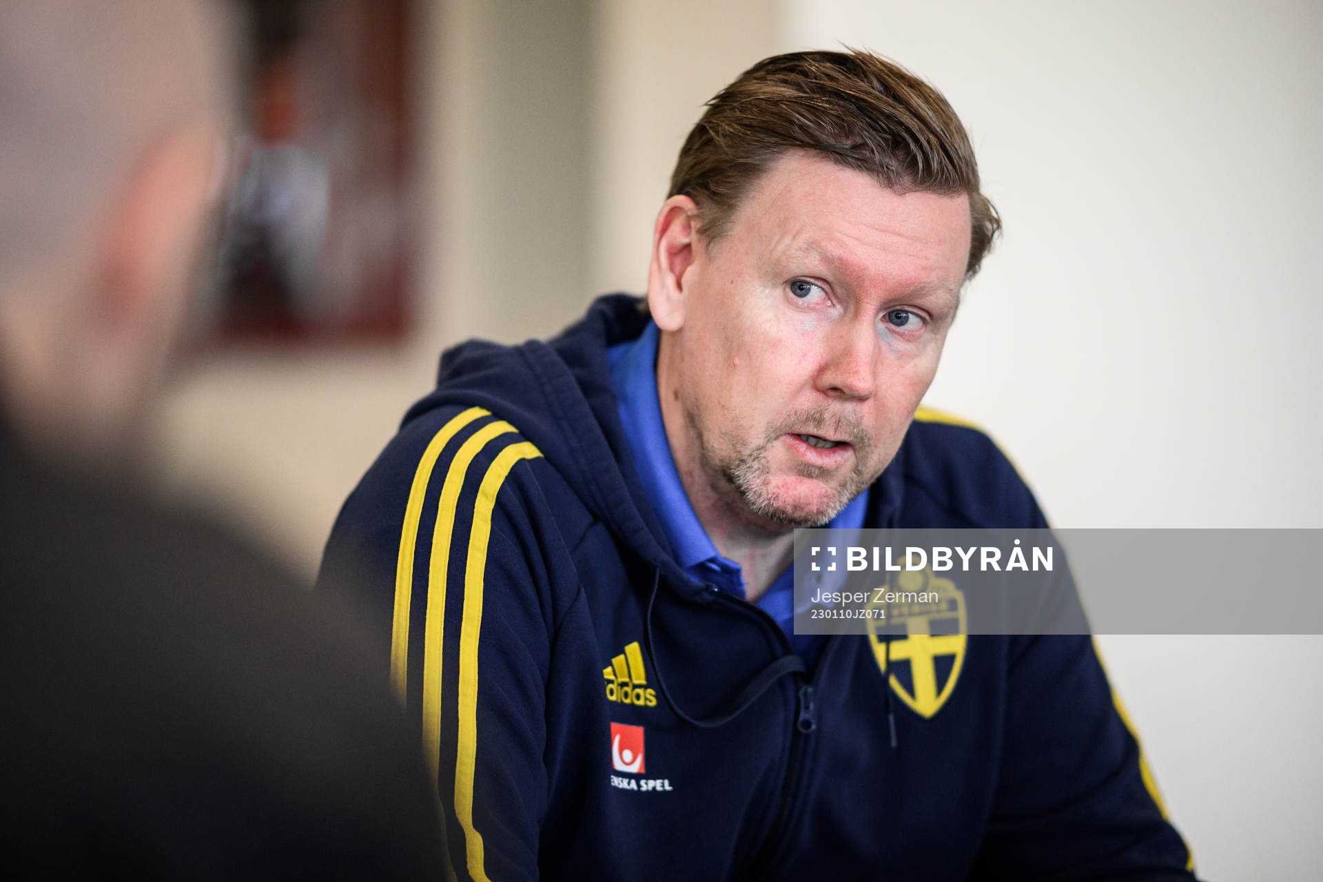 assistant coach Peter Wettergen of the Swedish men's football national team at a press event on January 10, 2023 in Almancil.