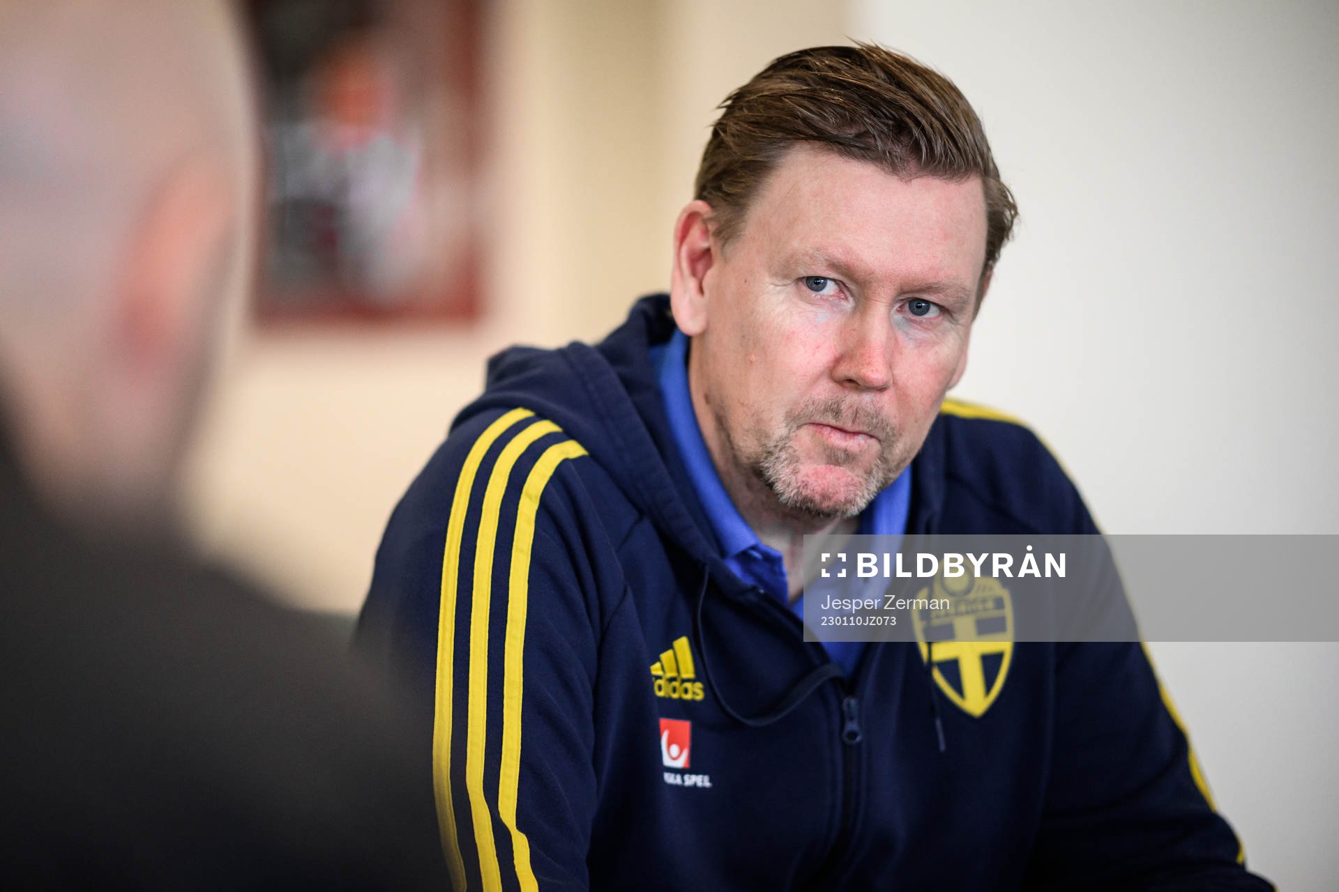 assistant coach Peter Wettergen of the Swedish men's football national team at a press event on January 10, 2023 in Almancil.
