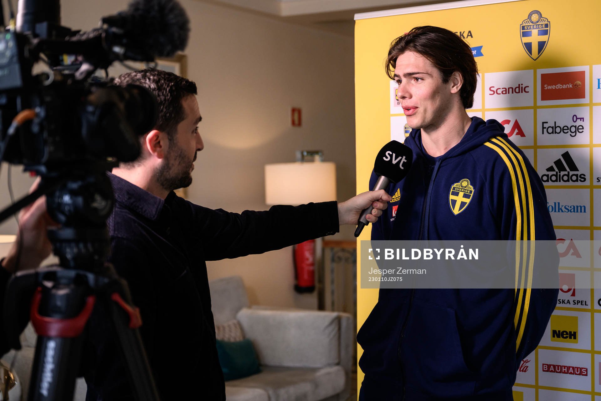 goalkeeper Jacob Widell Zetterström of the Swedish men's football national team at a press event on January 10, 2023 in Almancil.