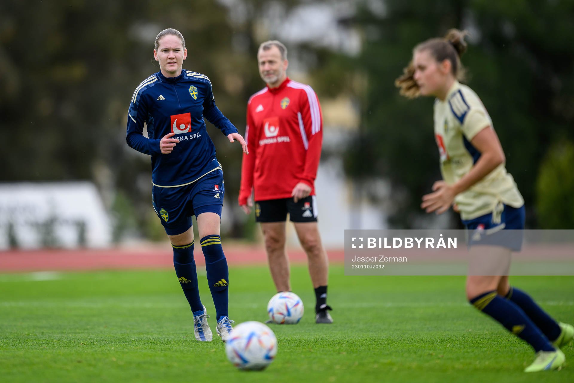 Linn Vickius of the Swedish women's football national team at a training session on January 10, 2023 in Albufeira. 