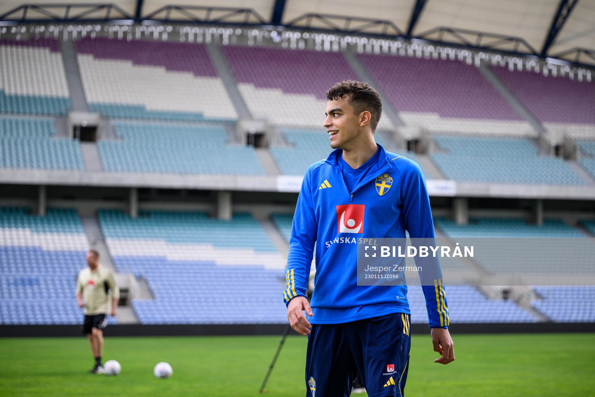 Yasin Ayari of the Swedish men's football national team at a training session on January 11, 2023 in Faro. 