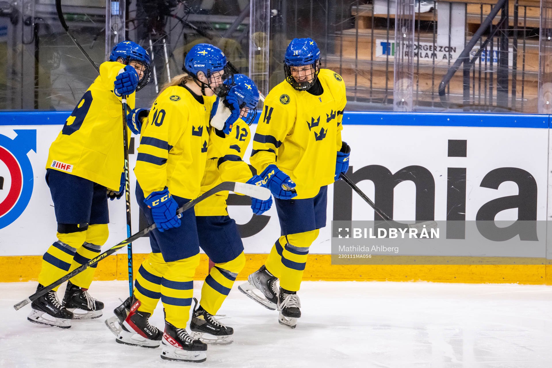 Tilde Utbult and Stina Andersson of Sweden celebrate