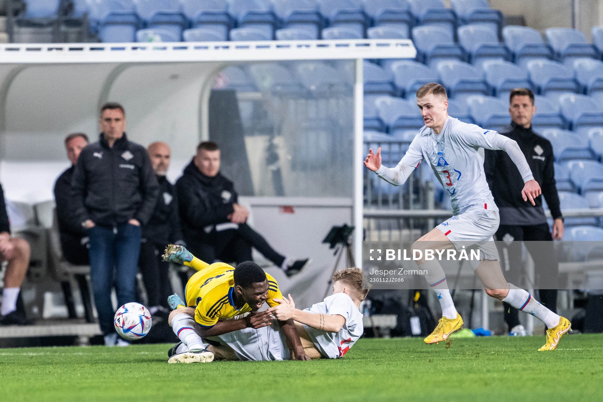 Bjarni Mark Antonsson of Iceland and Joel Asoro of Sweden