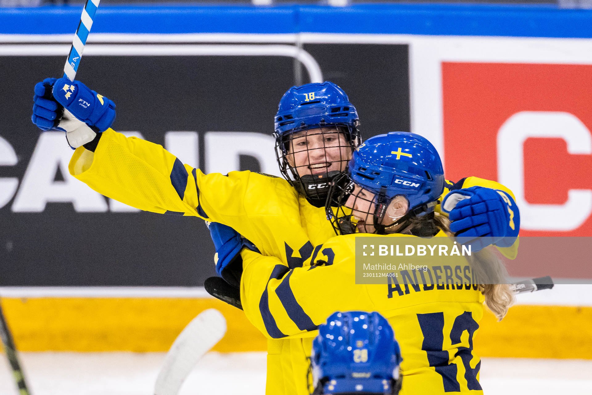 Hilda Svensson and Stina Andersson of Sweden celebrate the