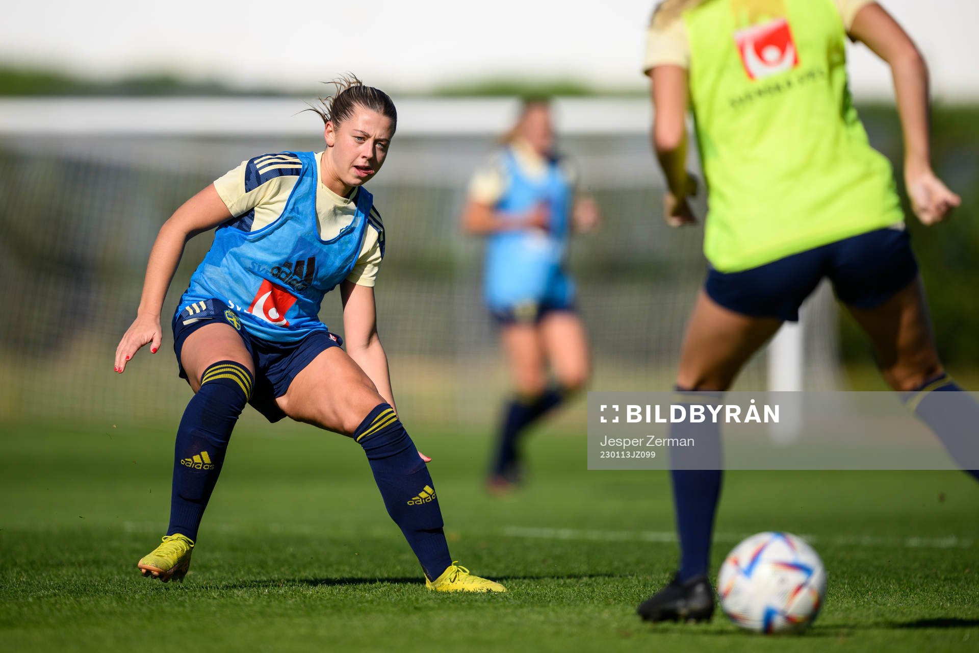 Cornelia Kapocs of the Swedish women's national football team at a training session on January 13, 2023 in Albufeira. 