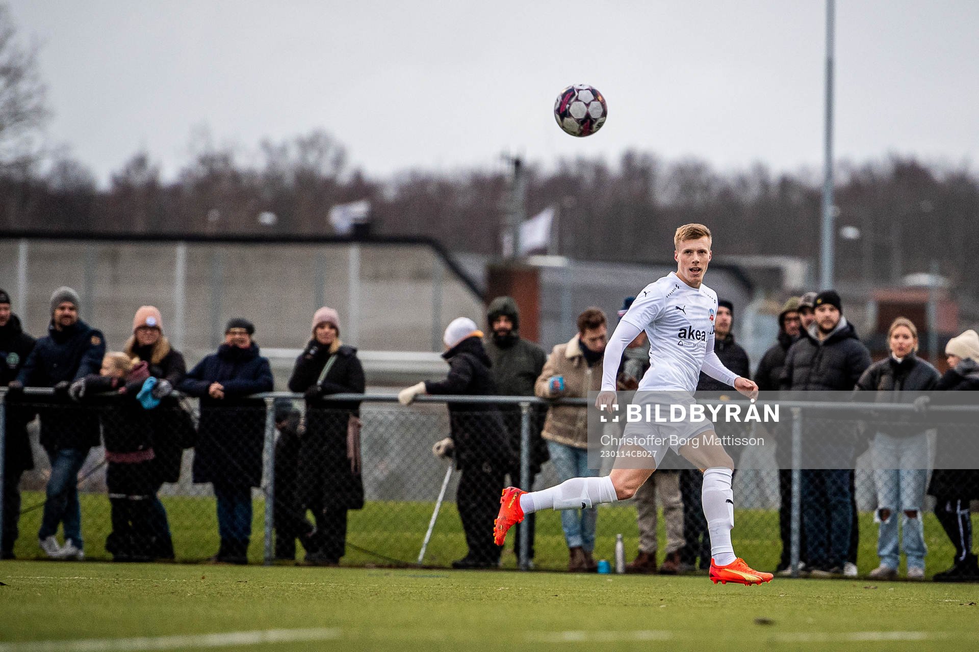 Helsingborgs Emil Hellman under träningsmatchen i fotboll i mellan Ramlösa Södra och Helsingborg den 14 januari 2023 i Helsingborg.