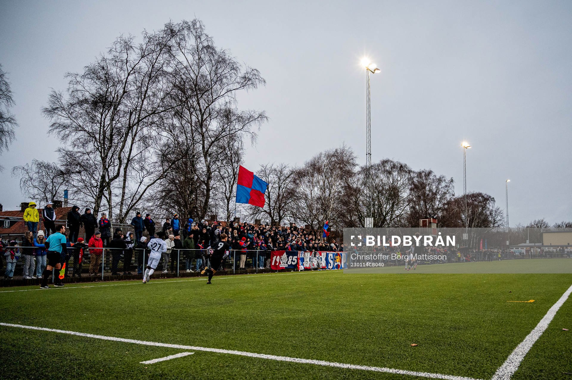 Hedens Idrottsplats interiör under träningsmatchen i fotboll i mellan Ramlösa Södra och Helsingborg den 14 januari 2023 i Helsingborg.