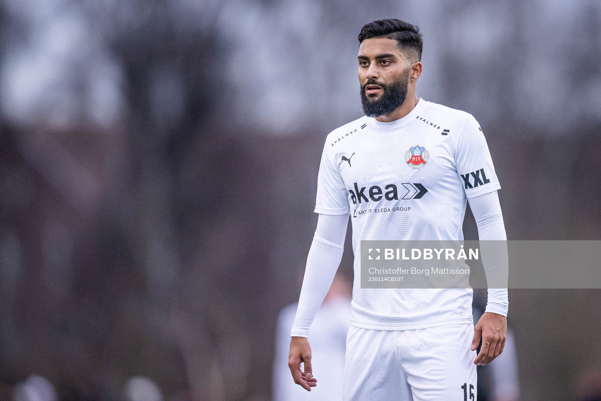 Helsingborgs Amin Al Hamawi under träningsmatchen i fotboll i mellan Ramlösa Södra och Helsingborg den 14 januari 2023 i Helsingborg.